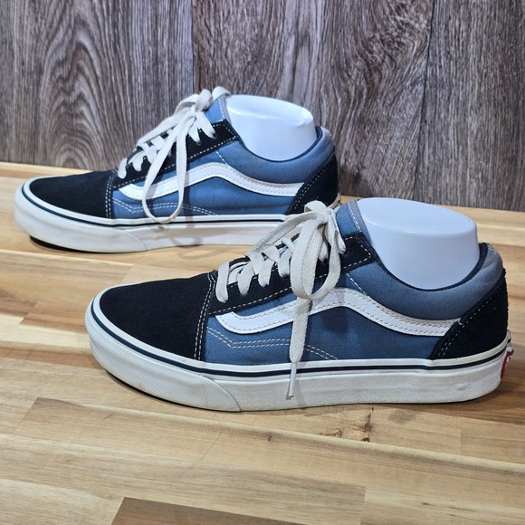 Vans Old Skool Skate Shoes Sneakers Low Top Blue Black Suede Canvas - Picture 1 of 16
